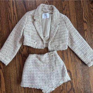 Zara Kids Cream Tweed Jacket